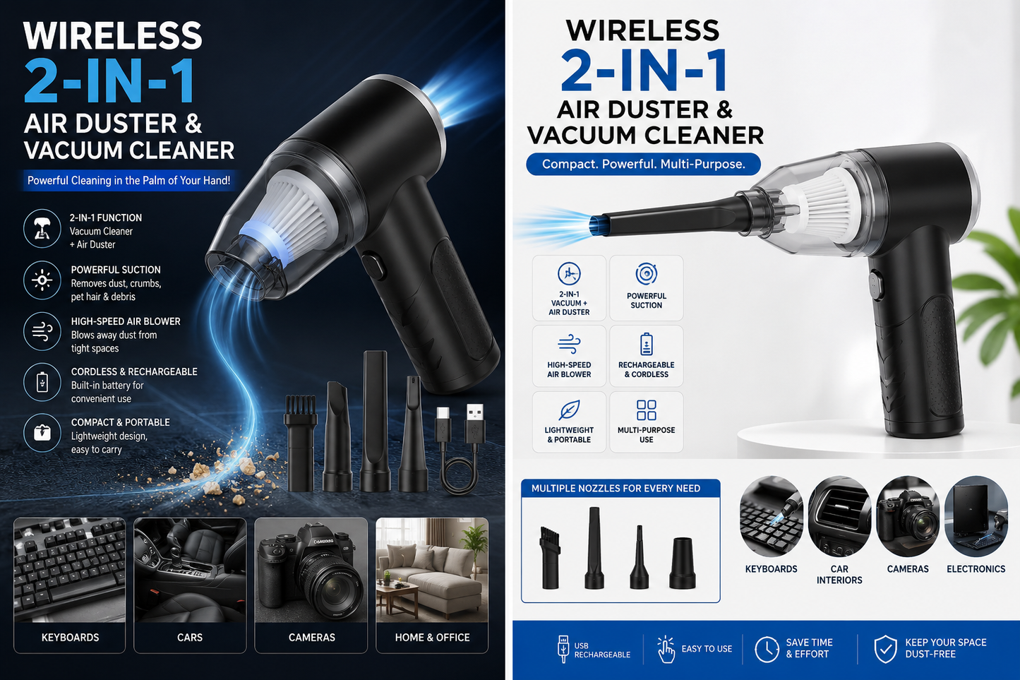 Air Duster Wireless 2 in 1 Vacuum Cleaner