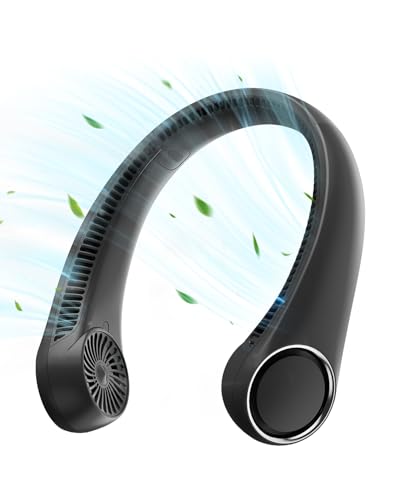 Mini Hand Free Portable Neckband Fan with Light, USB Rechargeable Lazy Neck Hanging Fan for Headphone Design Portable Hanging Neck Fan for Women Rechargeable Neck Fan Band (White)